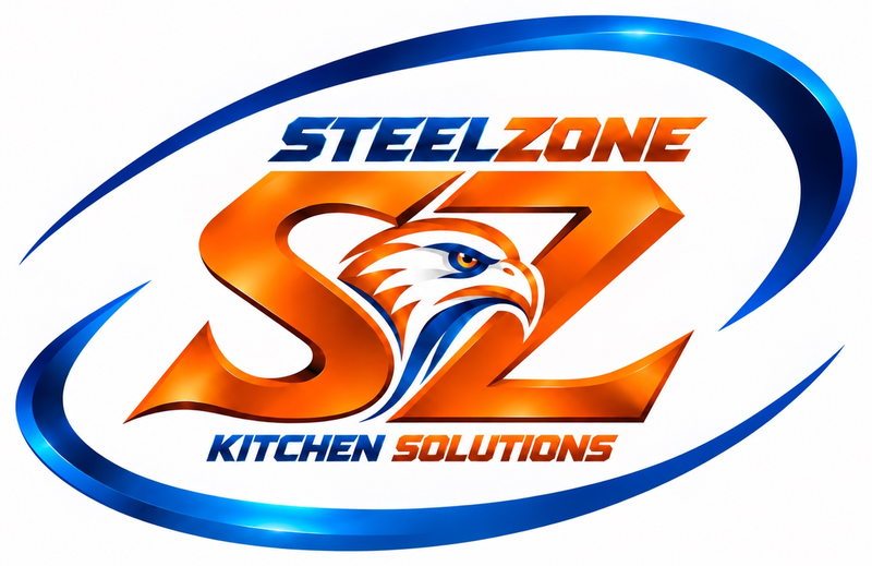 STEELZONE commercial kitchen equipment and stainless steel fabrication logo